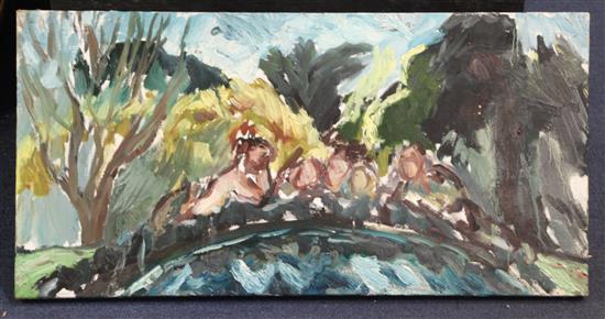 Ivan Bray (1967-) Children, Mural Garden, Penzance 30 x 61cm., unframed